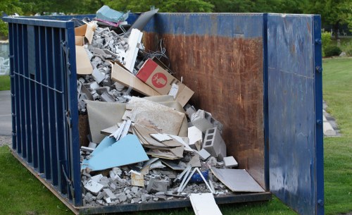 Waste collection bins in South London neighborhood