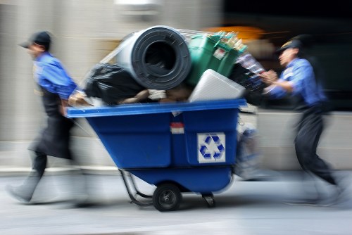 Recycling bins with different materials in South London