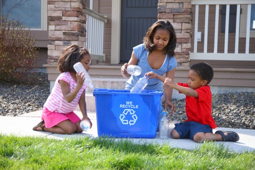 Different types of recyclable materials stacked for collection